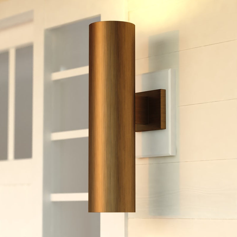 Vaxcel Chiasso 2 Light 20"H Outdoor Wall Light, Warm Brass/Gold