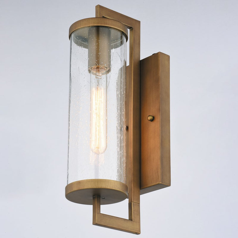 Vaxcel Morgan Park 16" H Outdoor Wall Light, Warm Brass/Clear