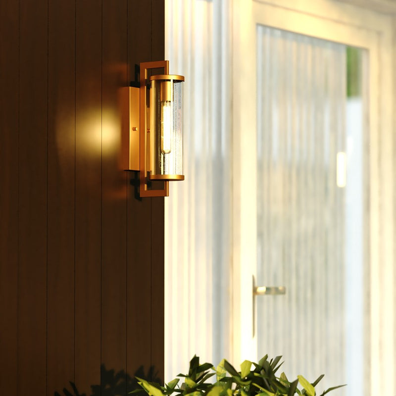 Vaxcel Morgan Park 16" H Outdoor Wall Light, Warm Brass/Clear
