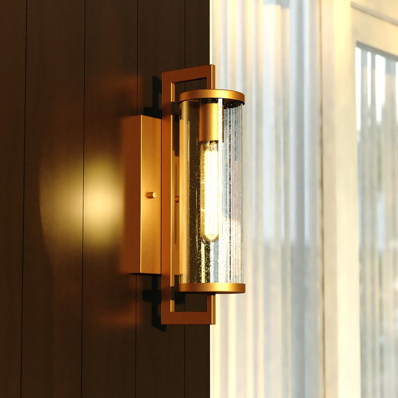 Vaxcel Morgan Park 16" H Outdoor Wall Light, Warm Brass/Clear