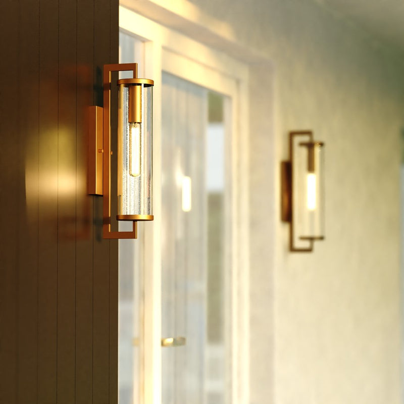 Vaxcel Morgan Park 20" H Outdoor Wall Light, Warm Brass/Clear
