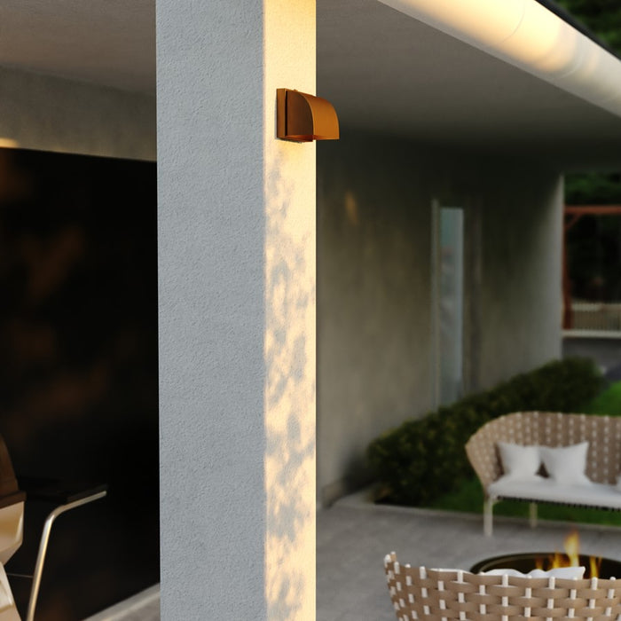 Vaxcel Walsh 7"W Outdoor Wall Light, Warm Brass/Gold