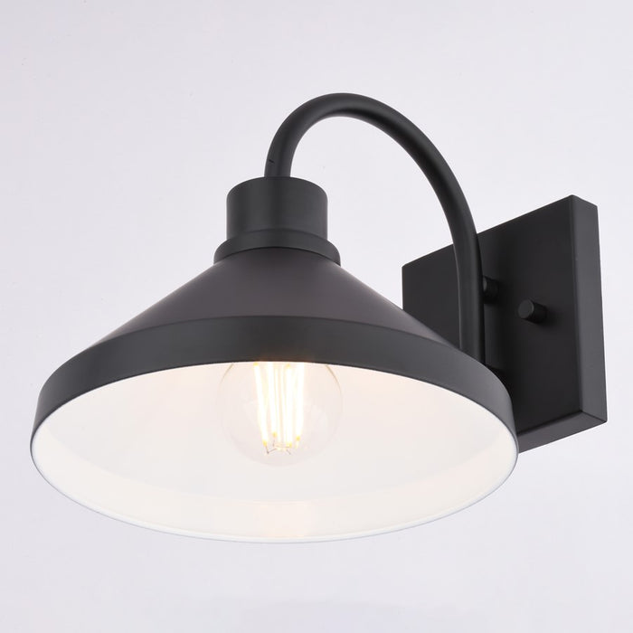 Vaxcel Highland Park 9" Outdoor Wall Light, Matte Black/White