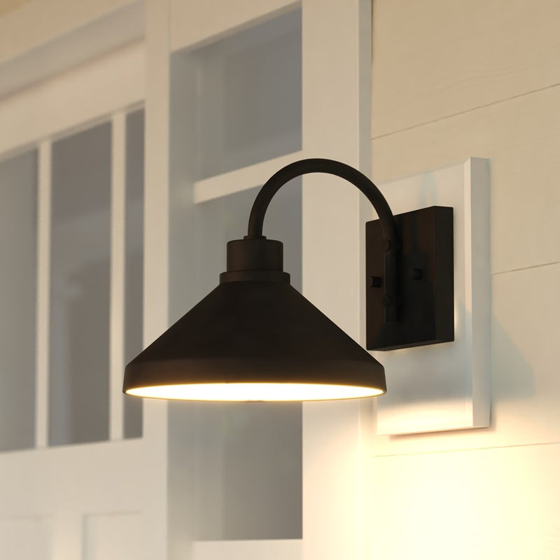 Vaxcel Highland Park 9" Outdoor Wall Light, Matte Black/White