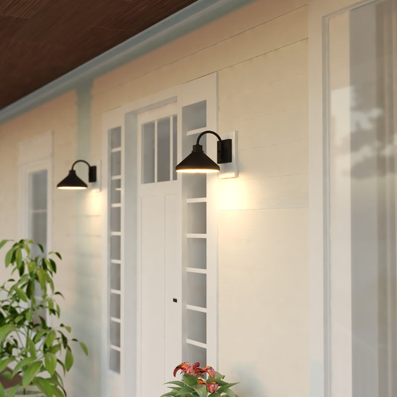 Vaxcel Highland Park 9" Outdoor Wall Light, Matte Black/White