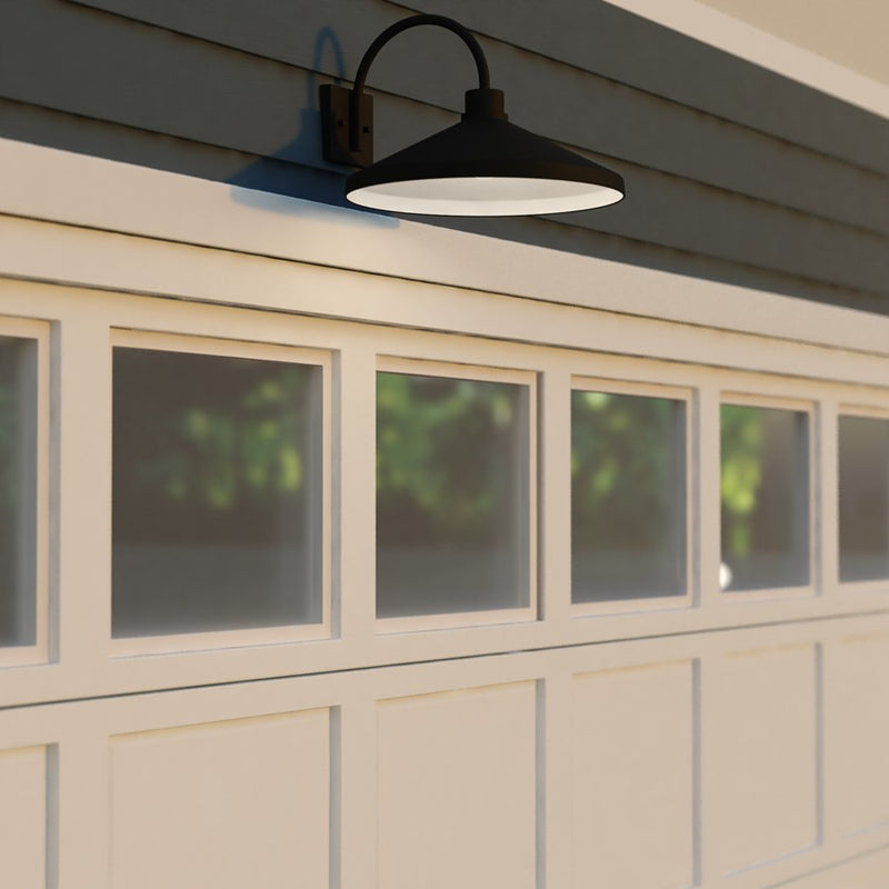 Vaxcel Highland Park 17" Outdoor Wall Light Matte Black/White