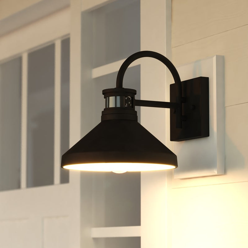 Vaxcel Highland Park 9" Outdoor Motion Sensor, Matte Black/White