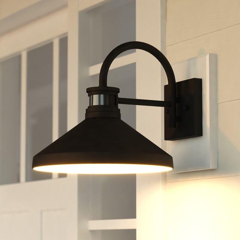 Vaxcel Highland Park 11.25" Outdoor Motion Sensor, Matte Black/White
