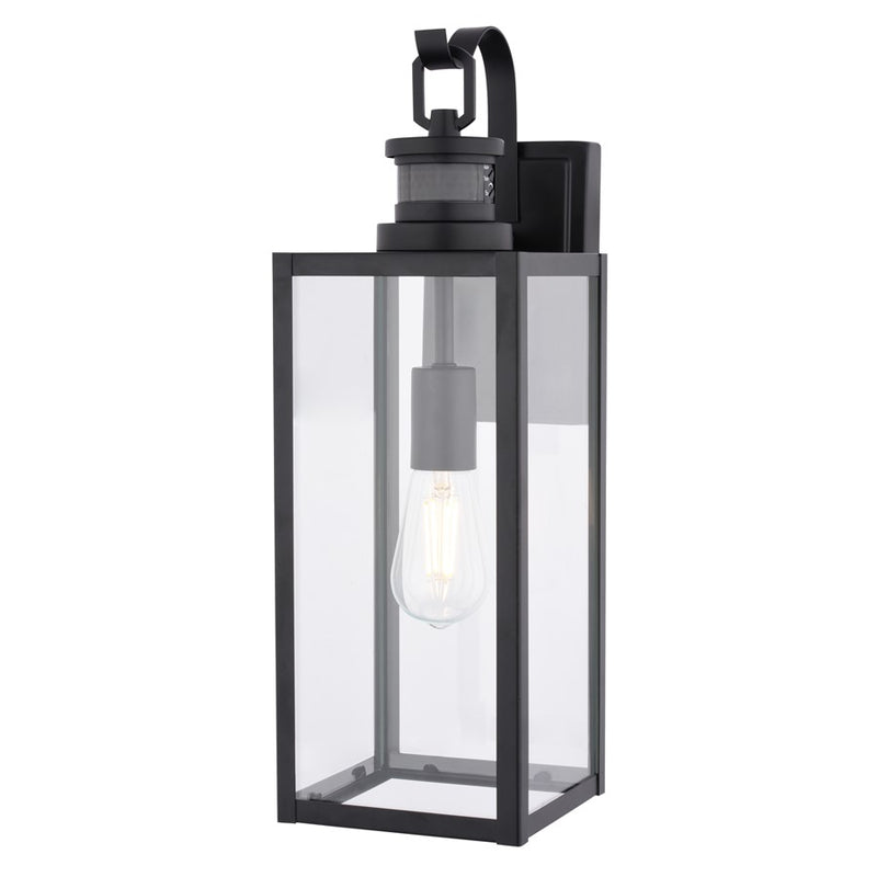 Vaxcel Clinton 18.25" H Outdoor Motion Sensor Wall Light Matte Black - T0807