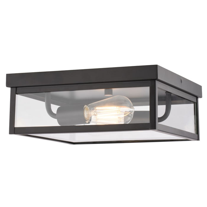 Vaxcel Clinton 12" 2 Lt Outdoor Flush Mount, Matte Black - T0809