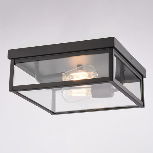 Vaxcel Clinton 12" 2 Lt Outdoor Flush Mount, Matte Black
