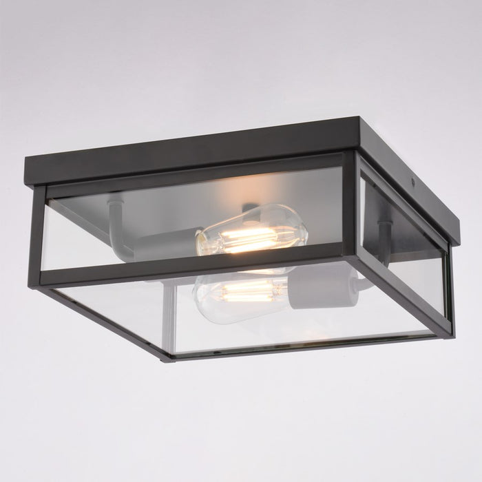 Vaxcel Clinton 12" 2 Lt Outdoor Flush Mount, Matte Black