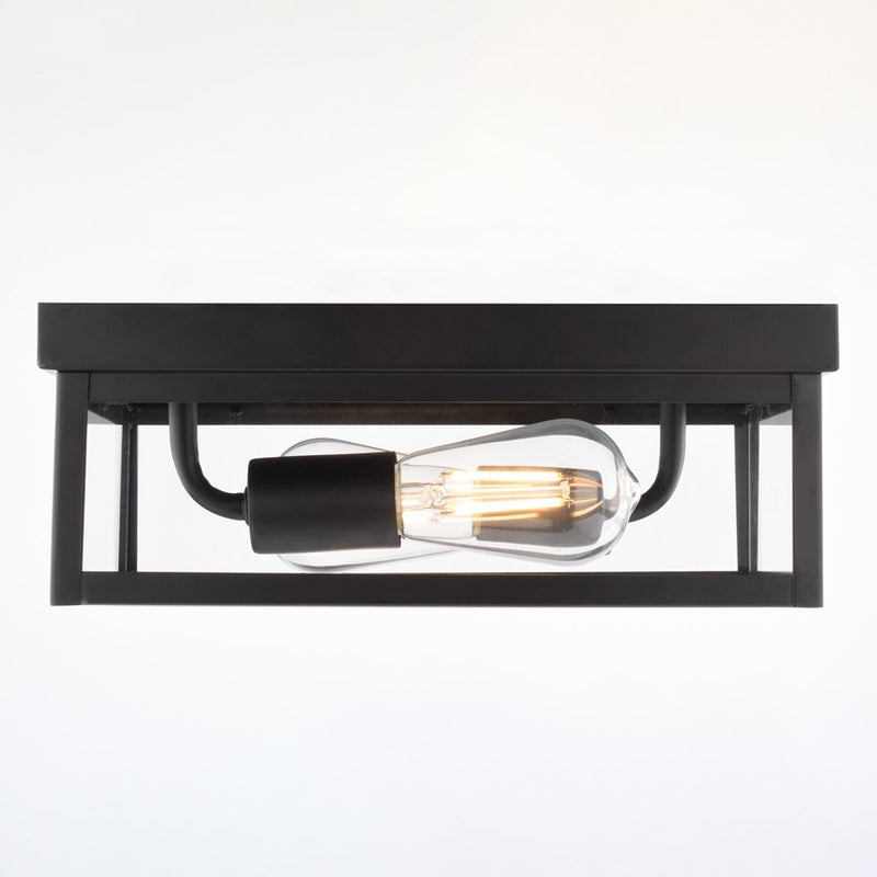 Vaxcel Clinton 12" 2 Lt Outdoor Flush Mount, Matte Black