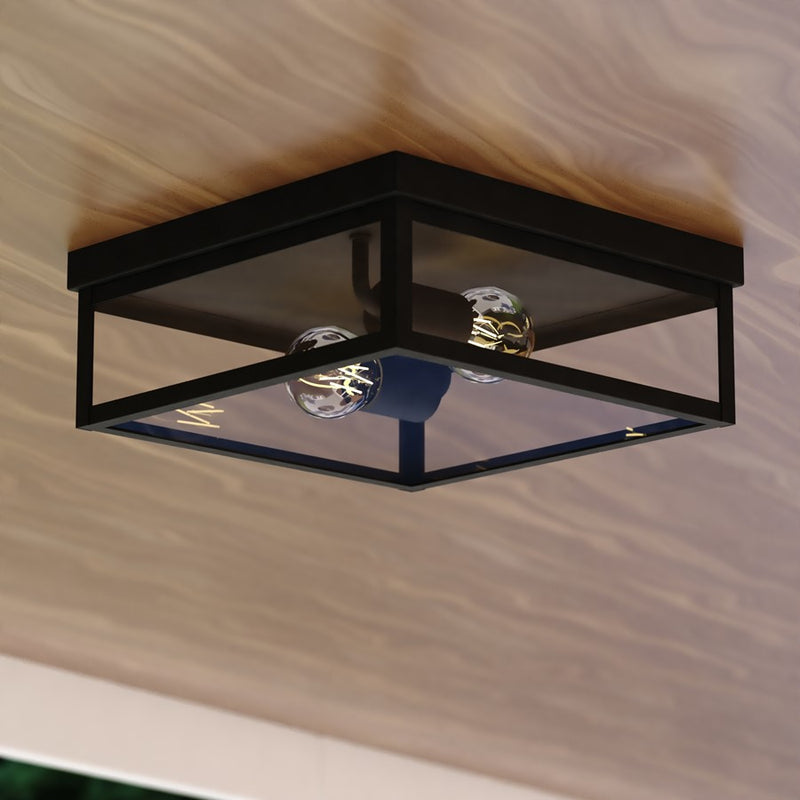 Vaxcel Clinton 12" 2 Lt Outdoor Flush Mount, Matte Black