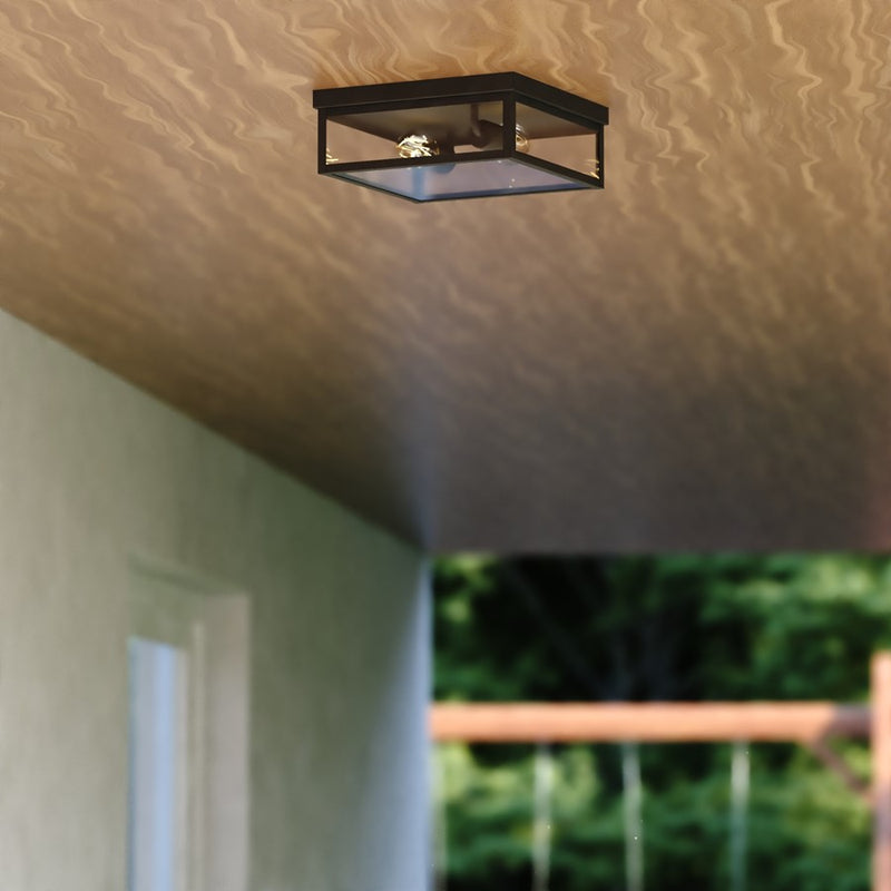 Vaxcel Clinton 12" 2 Lt Outdoor Flush Mount, Matte Black