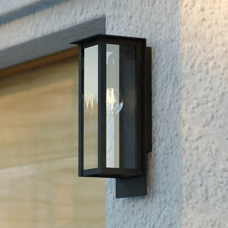 Vaxcel Burr Ridge 14" H Outdoor Wall Light, Matte Black