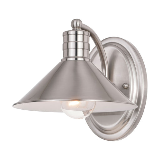 Vaxcel Akron 1 Light Wall Light, Nickel/White