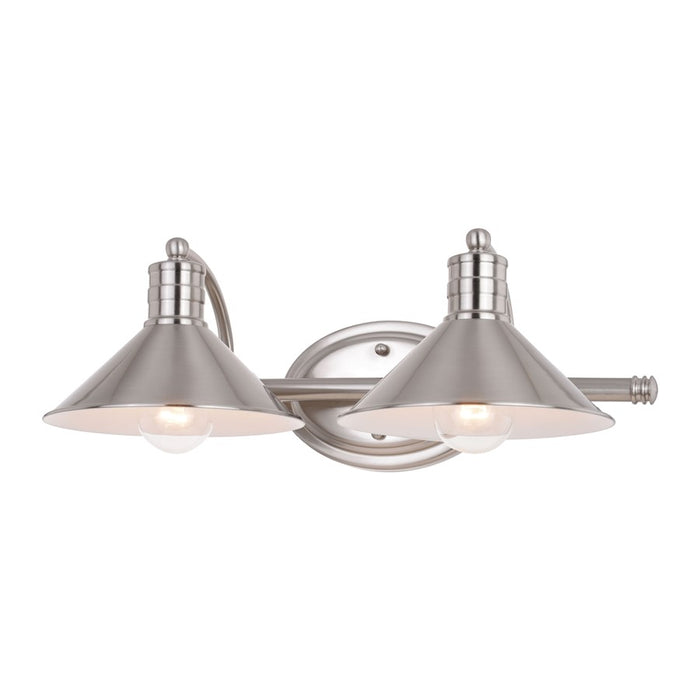 Vaxcel Akron 2 Light Vanity, Nickel/White