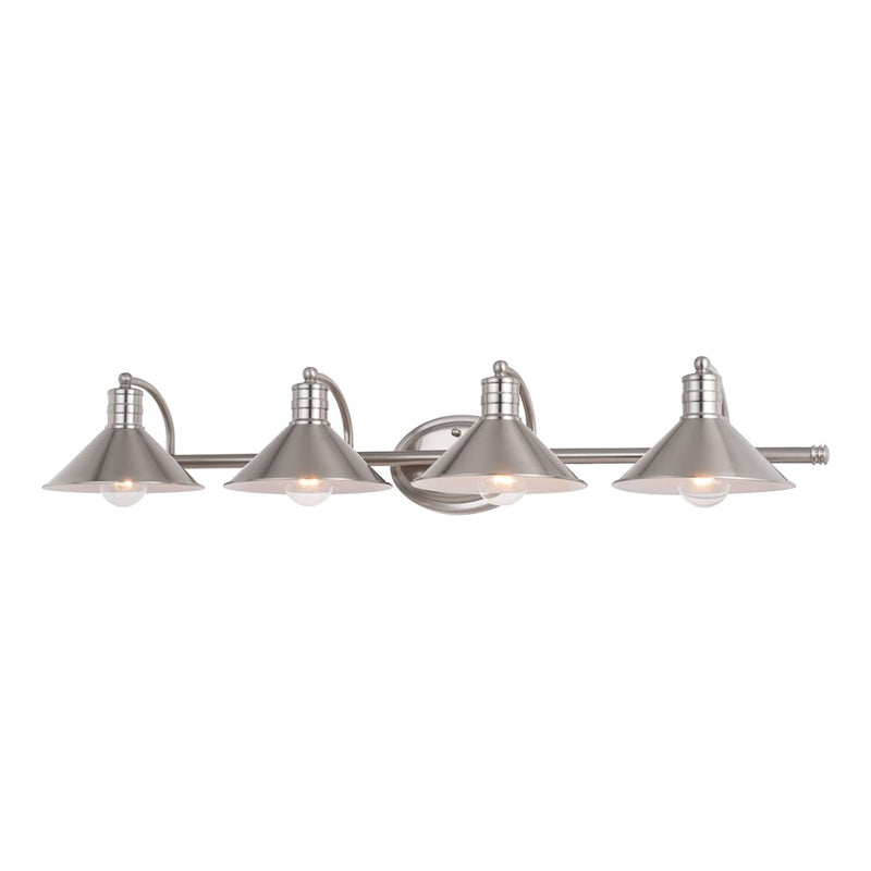 Vaxcel Akron 4 Light Vanity, Nickel/White