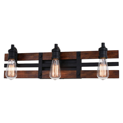 Vaxcel Carrington 3 Light Vanity, Matte Black/Deep Walnut