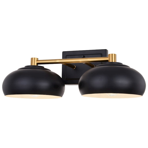 Vaxcel Belmont 2 Light Vanity, Matte Black/Satin Brass