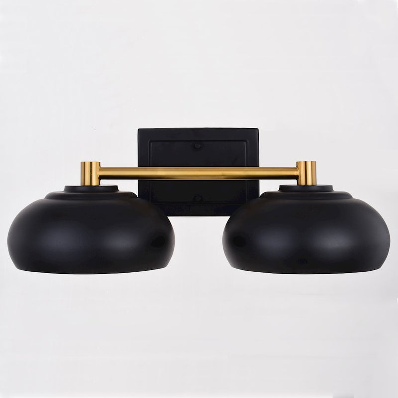Vaxcel Belmont 2 Light Vanity, Matte Black/Satin Brass