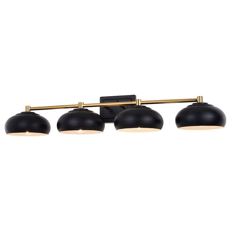 Vaxcel Belmont 4 Light Vanity, Matte Black/Satin Brass
