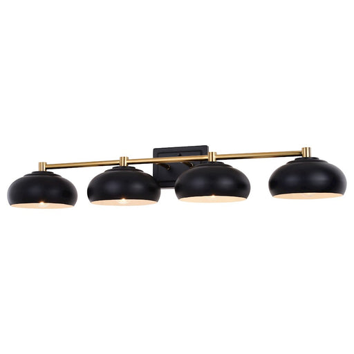 Vaxcel Belmont 4 Light Vanity, Matte Black/Satin Brass