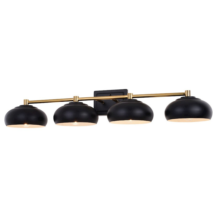 Vaxcel Belmont 4 Light Vanity, Matte Black/Satin Brass