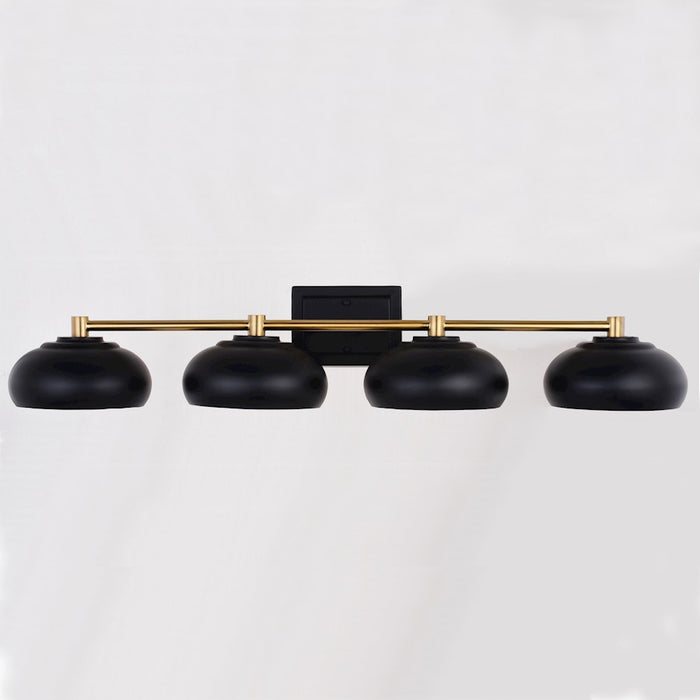 Vaxcel Belmont 4 Light Vanity, Matte Black/Satin Brass