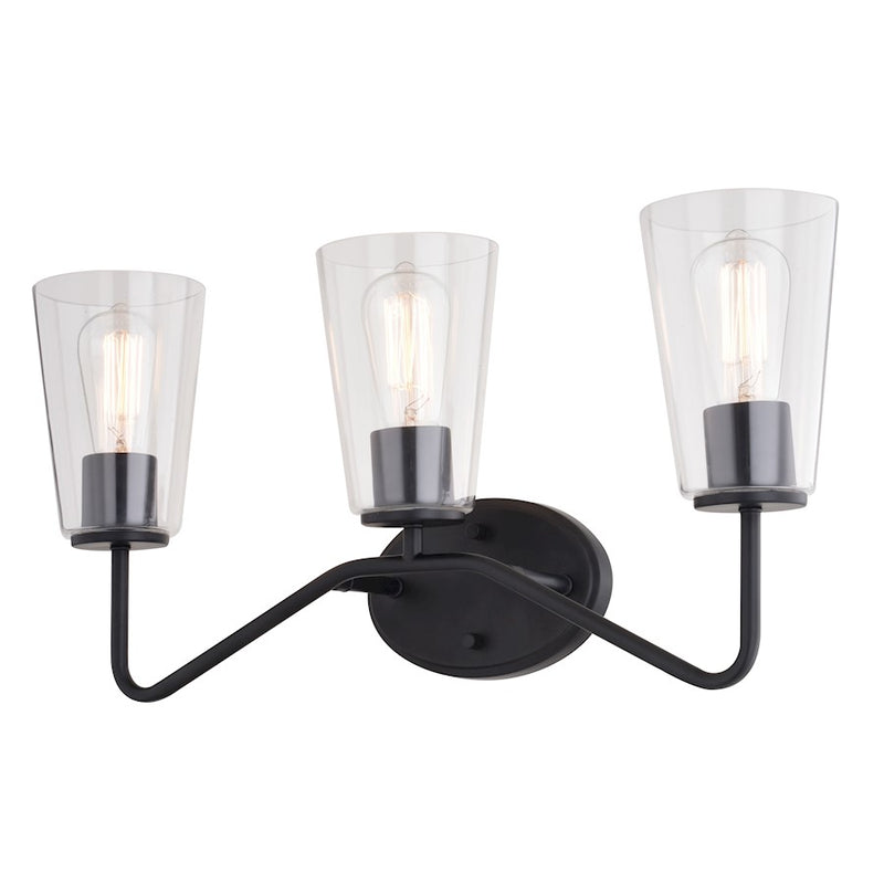 Vaxcel Beverly 3 Light Vanity, Matte Black - W0440