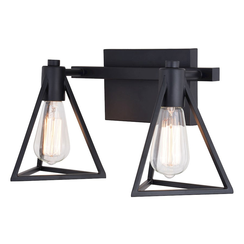Vaxcel Ravenna 2 Light Vanity, Matte Black - W0444