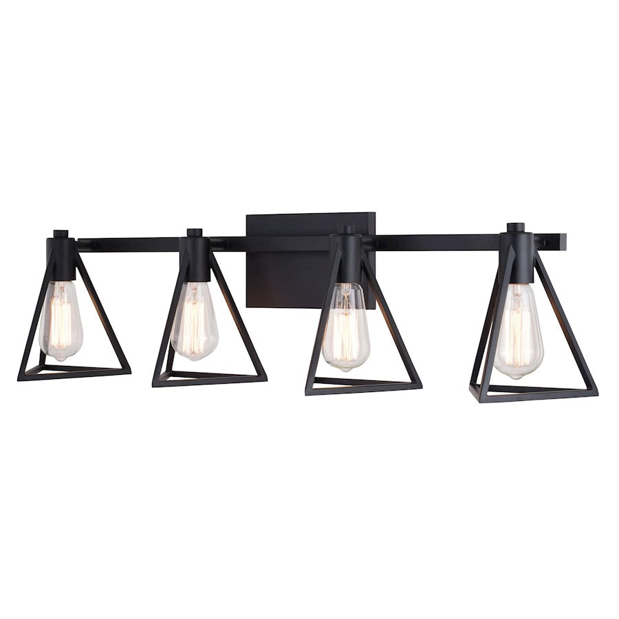 Vaxcel Ravenna 4 Light Vanity, Matte Black - W0446