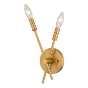 Vaxcel Warwick 2 Light 5.75"W Wall Light, Natural Brass/ - W0492