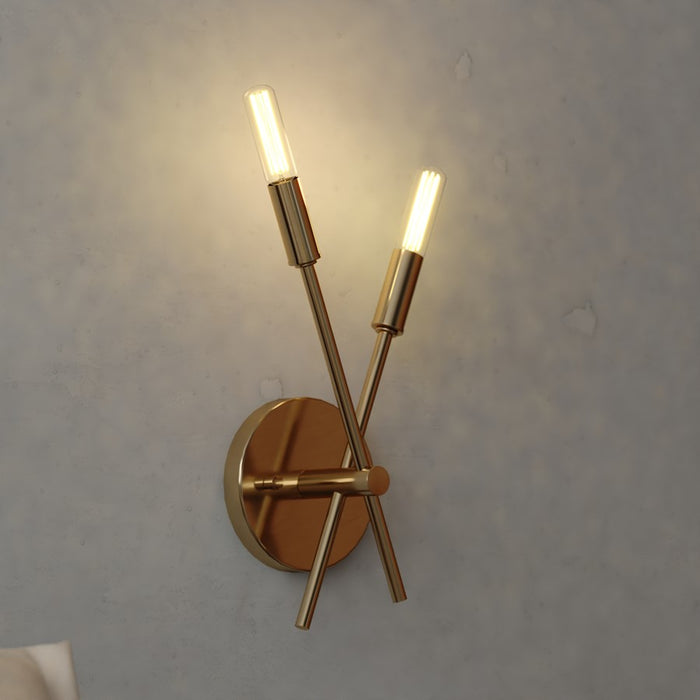 Vaxcel Warwick 2 Light 5.75"W Wall Light, Natural Brass/