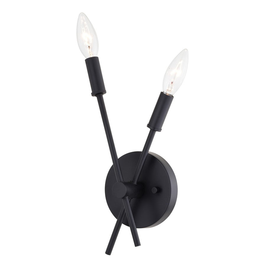 Vaxcel Warwick 2 Light 5.75"W Wall Light, Matte Black/ - W0493
