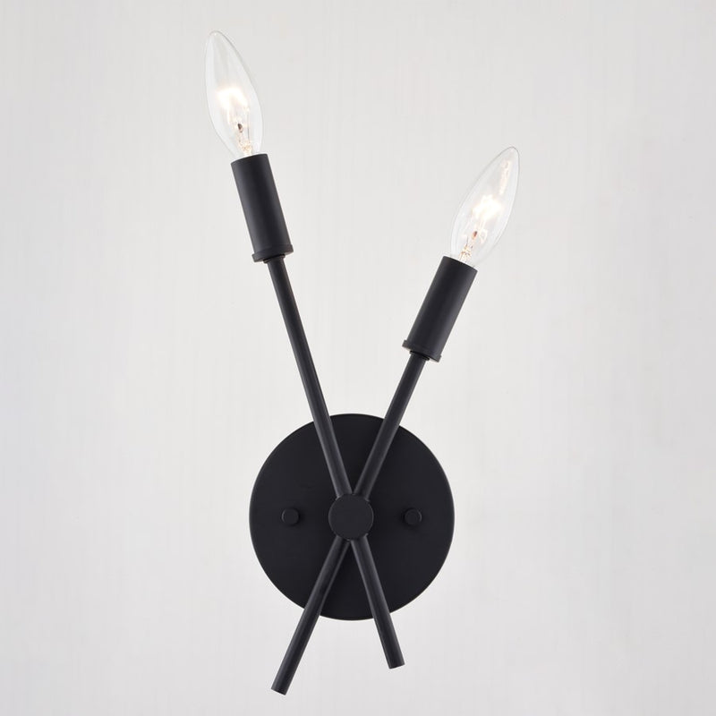 Vaxcel Warwick 2 Light 5.75"W Wall Light, Matte Black/