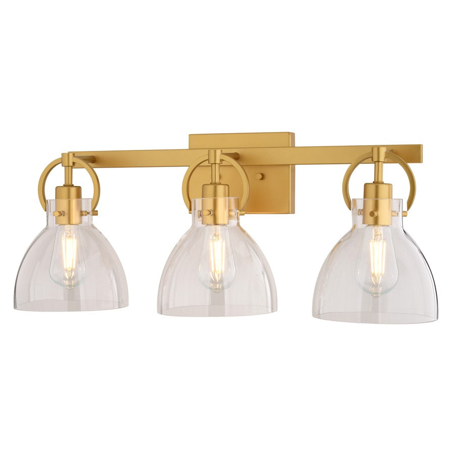 Vaxcel Wallingford 3 Light 22.5"W Vanity Light, Matte Black/Clear Glass - W0495