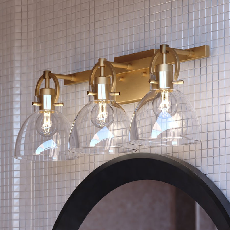 Vaxcel Wallingford 3 Light 22.5"W Vanity Light, Matte Black/Clear Glass