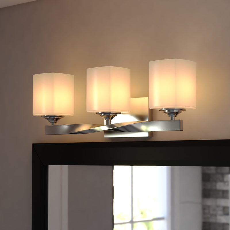Vaxcel Robey3Lt 23"W Vanity Light, Polished Nickel/Frosted White Glass