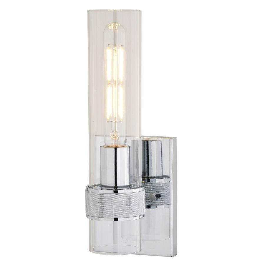Vaxcel Bari 1 Light 13"H Wall Light, Chrome/Clear Glass - W0501