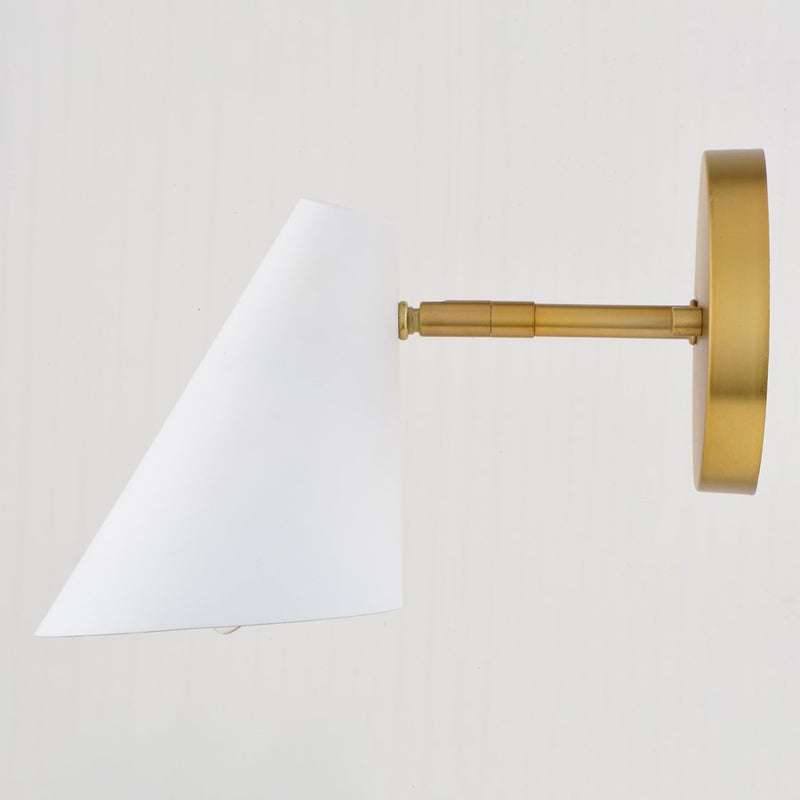 Vaxcel Pryce 1 Light 4.5"Wall Light, White/Satin Brass/White/Satin Brass