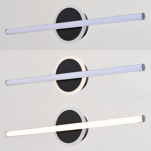 Vaxcel Beloit 2 Light 17"W Vanity Light, Black/Clear Seeded Glass