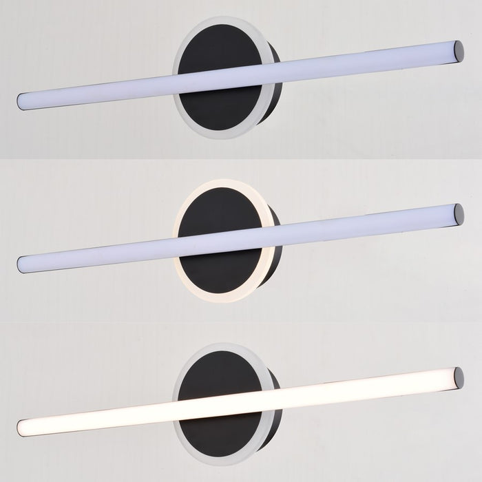 Vaxcel Beloit 2 Light 17"W Vanity Light, Black/Clear Seeded Glass