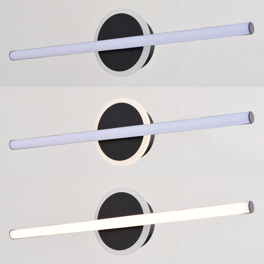 Vaxcel Beloit 2 Light 17"W Vanity Light, Black/Clear Seeded Glass