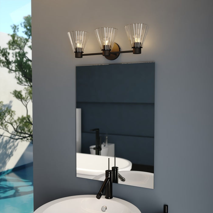 Vaxcel Dalton 23" 3 Light Vanity, Matte Black/Clear