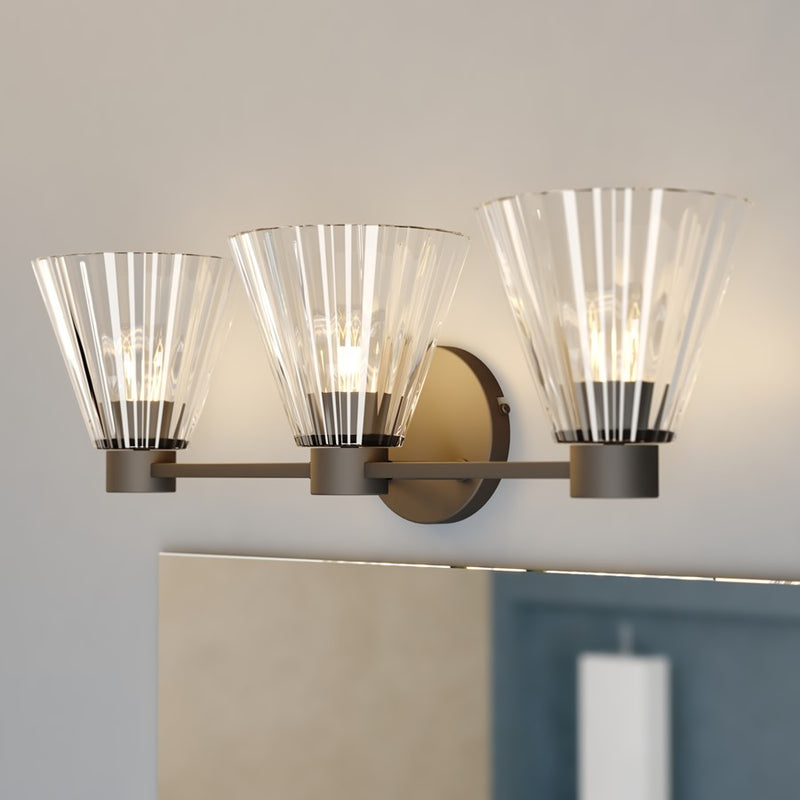 Vaxcel Dalton 23" 3 Light Vanity, Matte Black/Clear