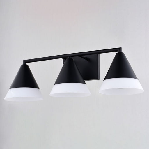 Vaxcel Winthrop 25.25" 3 Light Vanity, Matte Black/White