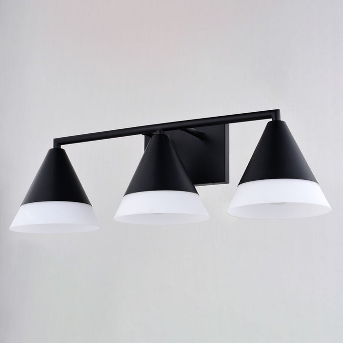 Vaxcel Winthrop 25.25" 3 Light Vanity, Matte Black/White