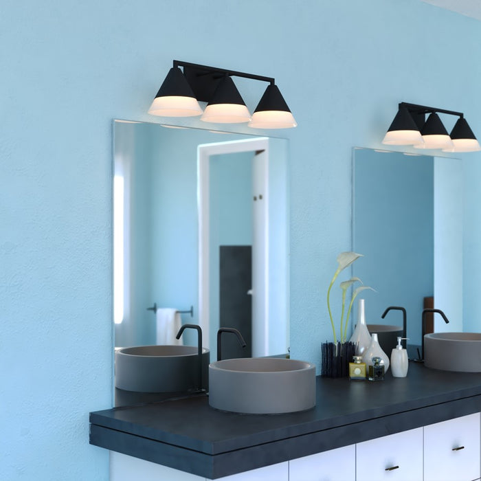 Vaxcel Winthrop 25.25" 3 Light Vanity, Matte Black/White